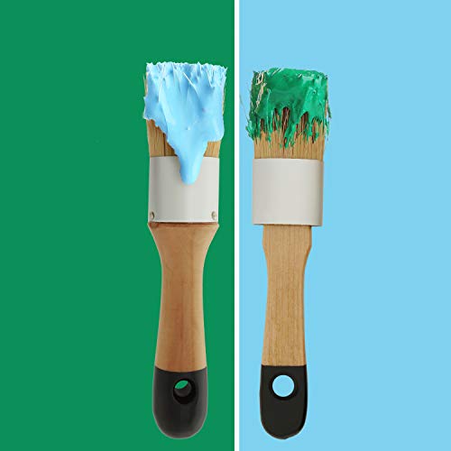 U.S. Art Supply 2-Piece Multi Use Oval and Round Chalk, Wax and Stencil Brushes for Chairs, Dressers, Cabinets and Other Wood Furniture - 100% U.S. Art Supply