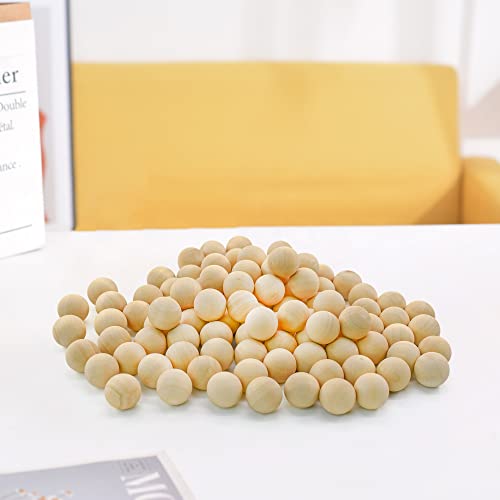 Enkrio 100 PCS Unfinished Wood Beads 0.78 inch Natural Round Wooden Balls for Home Farmhouse Decor and DIY Crafts Enkrio