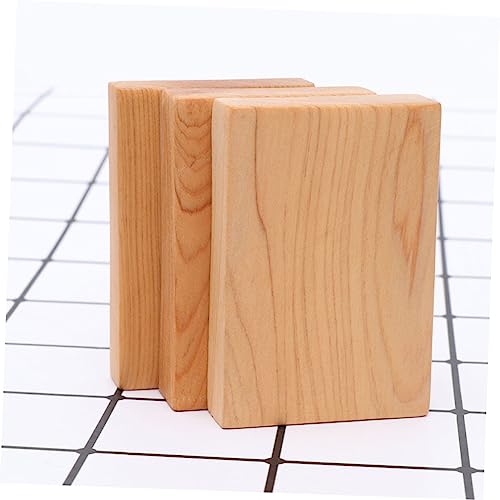VILLCASE 4pcs Carved Wood Block Toy Natural Crafting Wood Blocks Unfinished Wood Cubes Kid Blocks DIY Wooden Building Blocks Wood Whittling Kit Kid VILLCASE