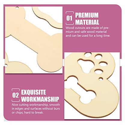 FOMIYES Unfinished Wood Dog Bone Cutouts Wooden Dog Paw Cutouts Heart Gift Tags for Wood Crafts DIY Projects Party Ornaments Decoration Painting and