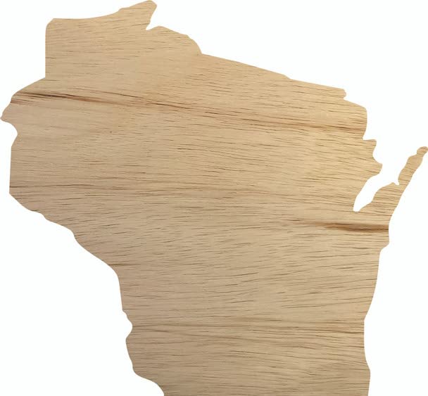 Wisconsin Wooden State 15" Cutout, Unfinished Real Wood State Shape, Craft - WoodArtSupply