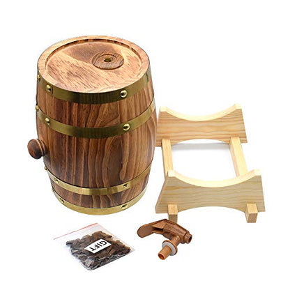 Large 10L Oak Aging Barrels Whiskey Barrel Dispenser Wine Bucket No Leak for Storage Wine & Spirits & Whisky (with baked oak chips) - WoodArtSupply