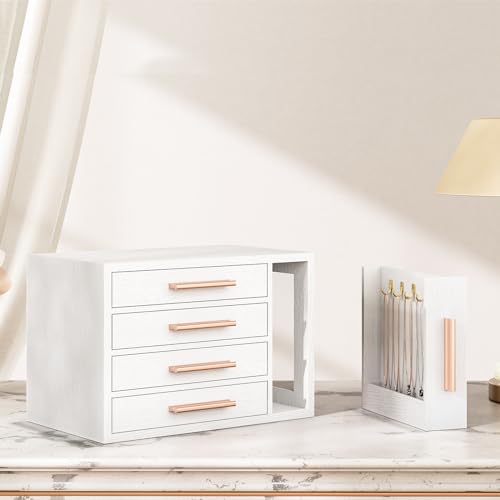 HOOBRO Jewelry Box for Women, Wooden Jewelry Organizer with Transparent Window, 4-Layer Jewelry Organizer Box, Jewelry Holder Organizer for Earrings, HOOBRO