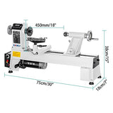 CXRCY 12" x 18" Wood Lathe, Benchtop Wood Lathe Machine 3/4 HP Infinitely Variable Speed 650-3800 RPM with Goggle & 3 Chisels for Woodworking, CXRCY