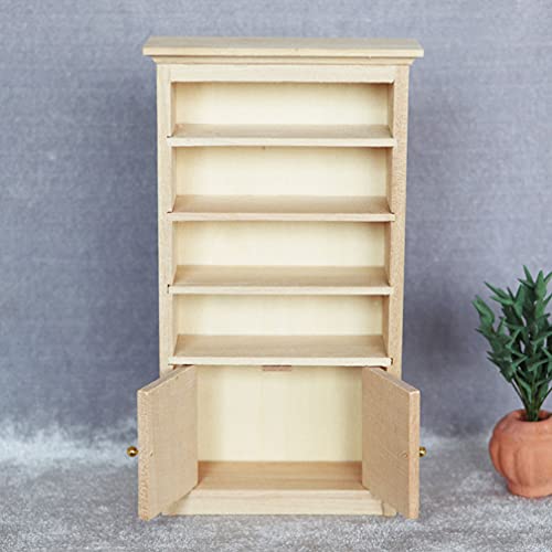 Toyvian 1 12 Dollhouse Furniture Wooden Dollhouse Bookshelf Cabinet Dollhouse Miniature Furniture DIY Dollhouse Accessories Unfinished Dollhouse
