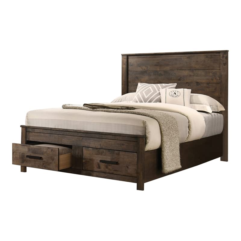Pemberly Row 4-Piece Eastern King Wood Bedroom Set in Rustic Golden Brown Pemberly Row