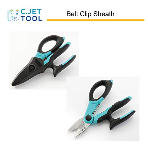 C.JET TOOL 7" Stainless Professional Electrician Scissors Multi-Grip Design Aluminium Copper Soft Cable - WoodArtSupply