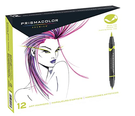 Prismacolor Premier Double-Ended Art Markers, Fine and Brush Tip, 12 Pack Prismacolor