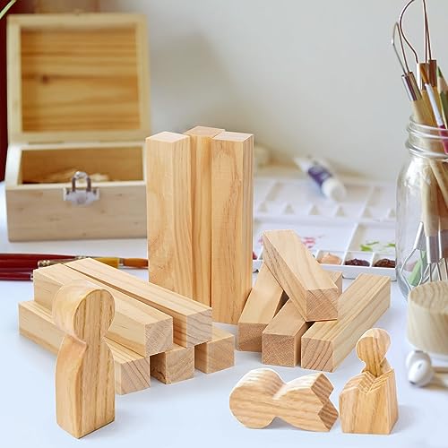 YOUEON 20 Pcs 6x1x1 Inch Unfinished Wood Blocks for Art and Crafts, Whittling Wood Blocks for Beginners and Experts, Wood Carving Blocks for - WoodArtSupply