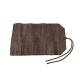 Hide & Drink, Big Tool Roll-Up Bag with 12 Slots, Workshop Storage, Woodworking Tools Organizer, Rustic Case, Full Grain Leather, Handmade, Bourbon Hide & Drink