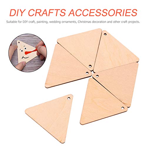 EXCEART 60pcs Wooden Cutouts Triangle Wood Cutout Unfinished Painting Wooden Pieces Slices with Hole Pendant for Crafts 60mm