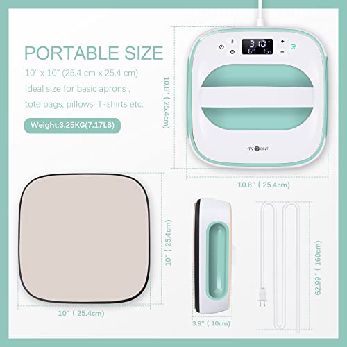 HTVRONT Heat Press Machine for T-Shirts, Portable Heat Press 10"X10", Iron Press for Sublimation and HTV Vinyl Shirt Press Machine for Hat, Bags, HTVRONT