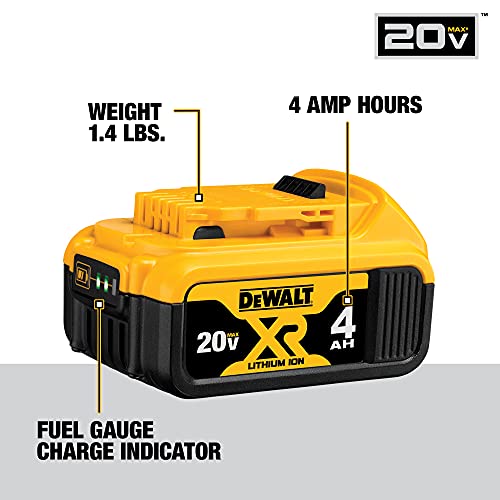 DEWALT 20V MAX Battery, Lithium Ion, 2 Ah and 4 Ah, 4-Pack, Fuel Gauge LED Charge Indicators (DCB324-4) - WoodArtSupply