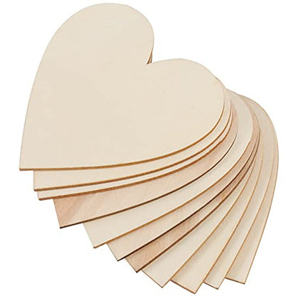 HAKZEON 3 Inches 100 PCS Wood Heart Cutouts, Unfinished Wood Heart Slices, Blank Wooden Heart for DIY Crafts Projects, Decoration, Wedding