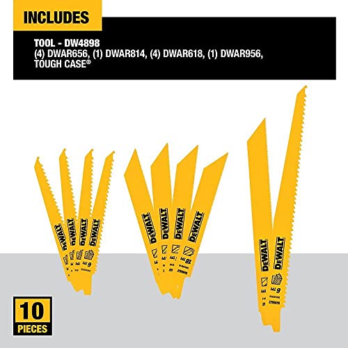 DEWALT Reciprocating Saw Blades, 10 Piece Combination Set, Various Sizes (DW4898) DEWALT
