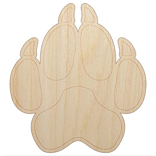 Wolf Coyote Paw Print Unfinished Wood Shape Piece Cutout for DIY Craft Projects - 1/8 Inch Thick - 6.25 Inch Size Sniggle Sloth