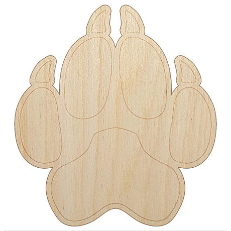 Wolf Coyote Paw Print Unfinished Wood Shape Piece Cutout for DIY Craft Projects - 1/8 Inch Thick - 6.25 Inch Size Sniggle Sloth
