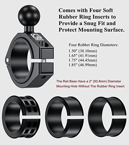 BRCOVAN 2 Pack, Aluminum Alloy Large Bar Clamp Mount with 1'' TPU Ball Fit for ATV UTV Roll Cage Round Rail Diameter 1.5'' 1.65'' 1.75'' 1.85'' 2'' - WoodArtSupply