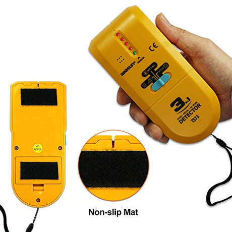 ALLOSUN TS73 3 in 1 LED Wood Stud FinderMulti Stud ScannerElectronic Stud Sensor Wire Cable Wall Metal Detector Finder Home Decoration, yellow ALLOSUN