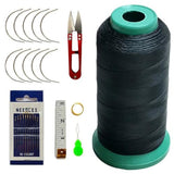 Esffaci 40PCS Hair Weave Needle and Thread Set Black Hair Weft Sewing Thread and Wig T Pins C Curved Needles Kit for Wig Making Blocking Knitting Esffaci