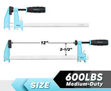SHALL 12-Inch Steel Bar Clamps Set, 4-pack Medium-Duty Quick-Release F Clamps, 600 Lbs Load Limit for Woodworking, Metal working, DIY and Crafts SHALL