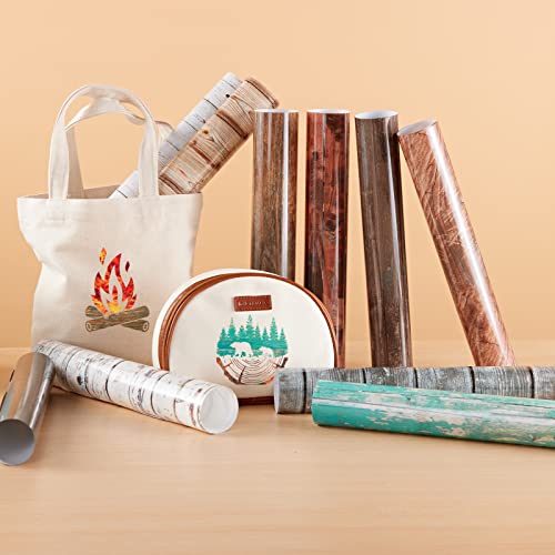 Tintnut Wood Pattern HTV Vinyl - 10 Sheets 12 X 10 Inches Brown Wood Heat Transfer Vinyl White Wooden Planks Iron on Vinyl Vintage HTV for t-Shirts Tintnut