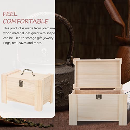 LIFKOME Unfinished Wooden Box Crafts Keepsake Box Treasure Chest Wood Jewelry Box Memory Stash Box Tea Leaf Container with Hinged Lid for Painting - WoodArtSupply