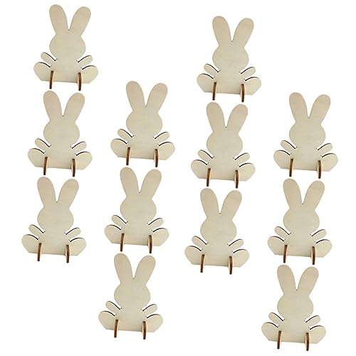 Zerodeko 12pcs DIY White Embryo Rabbit Wood Crafts Christmas Decorations Indoor Animal Toys for Kids Unfinished Wood Rabbit Easter Basket Name Tag - WoodArtSupply