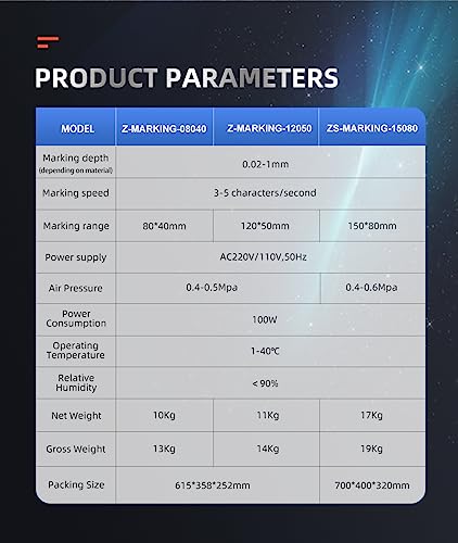 US Stock 100W Portable Pneumatic Engraver Dot Peen Marking Machine 120X50mm(4.7X2inch) Engraving Area WTTTOOLS