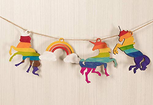 Creative Hobbies Unfinished Wooden Ornaments - 24-Pack Unicorns & Rainbow Shapes - DIY Blank Xmas Tree Hanging Wood Slices for Kids DIY Art Crafts, 4 Creative Hobbies