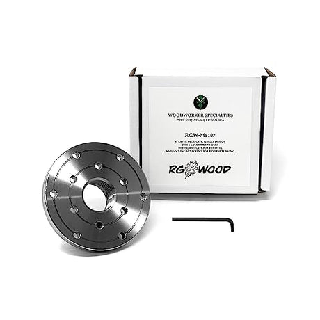 RGWOOD M5107 4" Steel Wood Lathe Face Plate (12 hole) 1-1/4" x 8tpi Threaded, with 2 locking set screws RGWOOD