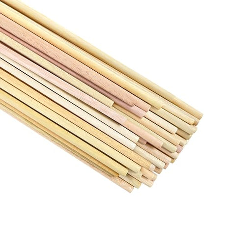 ILOT Wooden Dowel Rods 5/16 x 24 Inch Round Unfinished Hardwood Craft Sticks for DIY Lollipops Cake Support, 50 Pieces ILOT