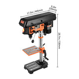 VEVOR 10 in Benchtop Drill Press, 3.2 Amp 120V, 5-Speed Cast Iron Bench Drill Press, 10 in Swing Distance 0-45° Tiltling Worktable with Work Light, VEVOR