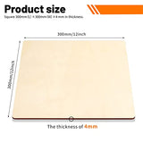 WYKOO Unfinished Blank Square Wood Pieces, 7 Pack 4mm 12 x 12 Inch Craft Wood, Plywood Board Basswood Sheets, Perfect for DIY Projects, Painting, WYKOO