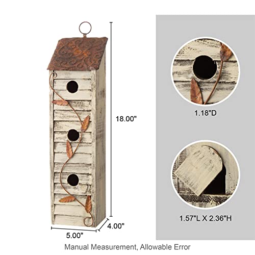 Glitzhome Wooden Three-Tier Hanging Distressed Garden Bird Houses for Outside 18" H glitzhome