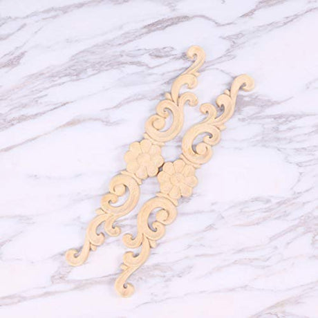 BESPORTBLE 4pcs Wood Carved Onlay Applique Unpainted Rose Flower Applique for DIY Craft Door Home Furniture Decoration BESPORTBLE