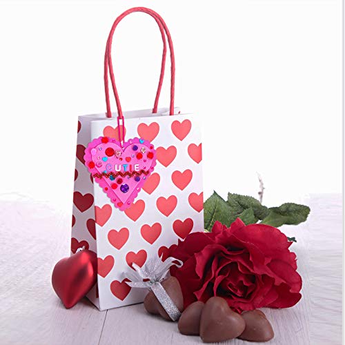 Winlyn 24 Sets Valentine's Day Heart Ornaments Decorations DIY Foam Heart Valentine Craft Kits Assorted Foam Heart Shapes Stickers Pom-poms Googly Winlyn