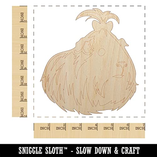 Cute Silkie Guinea Pig with Bow Unfinished Wood Shape Piece Cutout for DIY Craft Projects - 1/4 Inch Thick - 6.25 Inch Size Sniggle Sloth