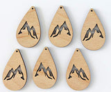 ALL SIZES BULK (12pc to 100pc) Unfinished Wood Laser Mountain Cutout Teardrop Shape with Cutouts Dangle Earring Jewelry Blanks Shape Crafts Made in Texan Wood Crafts
