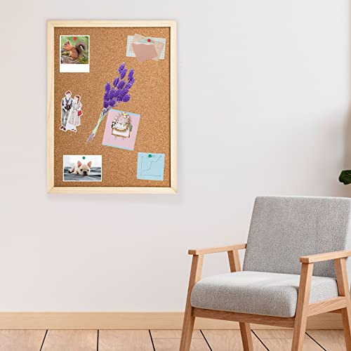 2 Pack Cork Board Bulletin Board, 15.7"X 12" pin Boards for Walls, Oak Wood Finish Frame, Wall Mounted Cork Board for Office Home and School(Pins, BGJRBY