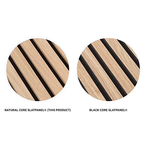 SLATPANEL Two Acoustic Wood Wall Veneer Slat Panels - Oak | Natural Core | 47.24” x 12.6” Each | Soundproof Paneling | Wall Panels for Interior Wall Slatpanel