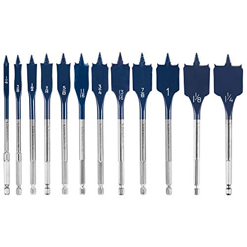 BOSCH DSB5012 12-Piece Assorted Set Daredevil Spade Bits, 1/4 In. Hex Shank Ideal for Fast Drilling Applications in Wood - WoodArtSupply