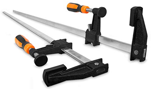 WEN 10236F2 Quick-Adjust 36-Inch Steel Bar Clamps with 2.5-Inch Throat and Micro-Adjustment Handle, Two Pack , Multicolor WEN