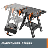 Worx Pegasus 2-in-1 Folding Work Table & Sawhorse, Easy Setup Portable Workbench, 31" W x 25" D x 32" H Lightweight Worktable with Heavy-Duty Load WORX
