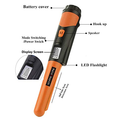 Natotinorch Hand Metal Detector, High Sensitivity Metal Detector with LCD Display&Belt Holster,360°Scanning,All Metal Finder Locating Gold Coin Natotinorch