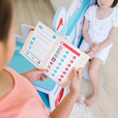 Melissa & Doug Wooden Get Well Doctor Activity Center - Waiting Room, Exam Room, Check-In Area - Toddler Playset, Doctors Office Pretend Play Set For Melissa & Doug