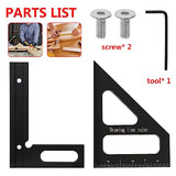KETIPED Imperial 3D Multi-Angle Measuring Ruler,45/90 Degree Aluminum Alloy Woodworking Square Protractor, Miter Triangle Ruler High Precision Layout KETIPED