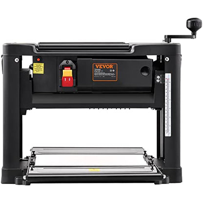 VEVOR Thickness Planer, Two-Blade, 13" Width Worktable Benchtop Planer, 15-Amp 1800W Powerful Motor, 12" Extended Infeeding Table, Low Noise for both