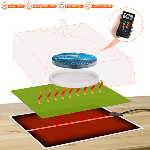 Epoxy Resin Heating Mat, Resin Curing Machine with Cover Timer, Quick Dry Tool Set Heater Coaster for Silicone Molds mCare