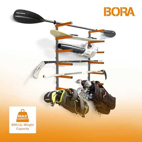 Bora Wood Organizer and Lumber Storage Metal Rack with 6-Level Wall Mount – Indoor and Outdoor Use, In Orange | PBR-001 Bora